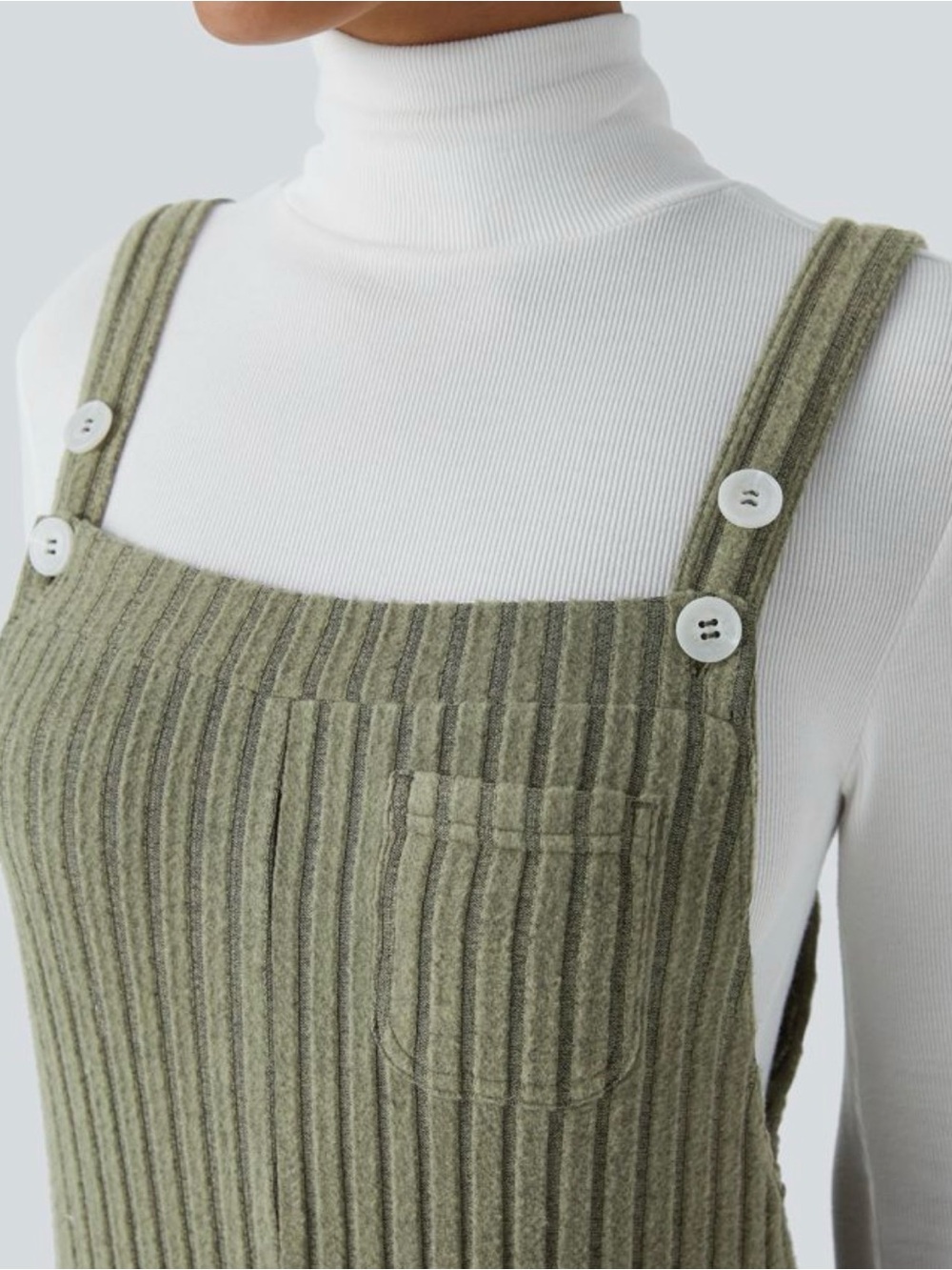 Ribbed Olive Green Wide-Leg HALARA  Overalls EUC S - Picture 3 of 4